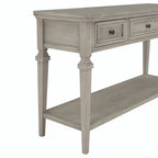 Console en bois de 50 po de style rétro classique avec trois tiroirs supérieurs et une étagère inférieure ouverte (fini gris délavé)