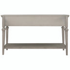 Console en bois de 50 po de style rétro classique avec trois tiroirs supérieurs et une étagère inférieure ouverte (fini gris délavé)