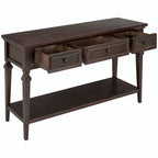 Console en bois de 50 po de style rétro classique avec trois tiroirs supérieurs et une étagère inférieure ouverte (fini gris délavé)