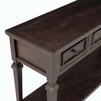 Console en bois de 50 po de style rétro classique avec trois tiroirs supérieurs et une étagère inférieure ouverte (fini gris délavé)