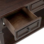 Console en bois de 50 po de style rétro classique avec trois tiroirs supérieurs et une étagère inférieure ouverte (fini gris délavé)