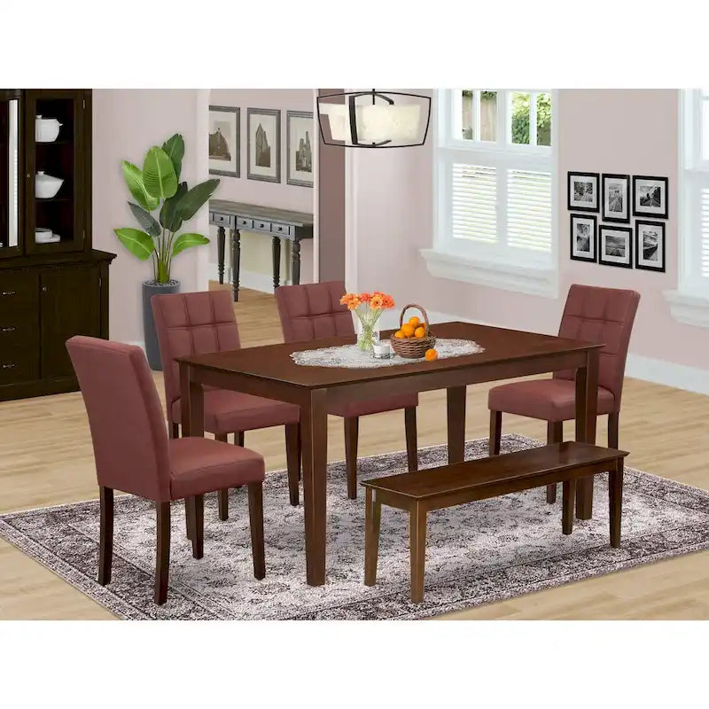 Ensemble table et chaises de salle à manger rectangulaire Dinette, Acajou