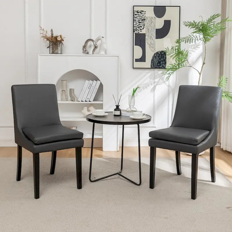 Chaise de salle à manger moderne, Chaise de cuisine et de salle à manger rembourrée avec pieds en bois massif, Tissu en lin capitonné