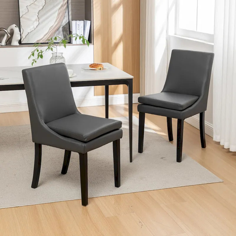 Chaise de salle à manger moderne, Chaise de cuisine et de salle à manger rembourrée avec pieds en bois massif, Tissu en lin capitonné