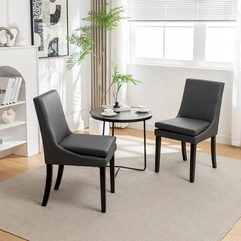 Chaise de salle à manger moderne, Chaise de cuisine et de salle à manger rembourrée avec pieds en bois massif, Tissu en lin capitonné