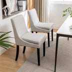 Chaise de salle à manger moderne, Chaise de cuisine et de salle à manger rembourrée avec pieds en bois massif, Tissu en lin capitonné