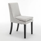 Chaise de salle à manger moderne, Chaise de cuisine et de salle à manger rembourrée avec pieds en bois massif, Tissu en lin capitonné