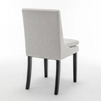 Chaise de salle à manger moderne, Chaise de cuisine et de salle à manger rembourrée avec pieds en bois massif, Tissu en lin capitonné