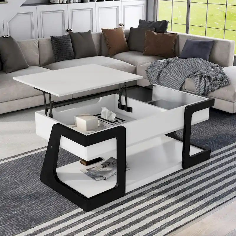 Table basse et table d'appoint relevables blanches modernes