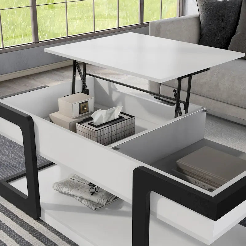 Table basse et table d'appoint relevables blanches modernes