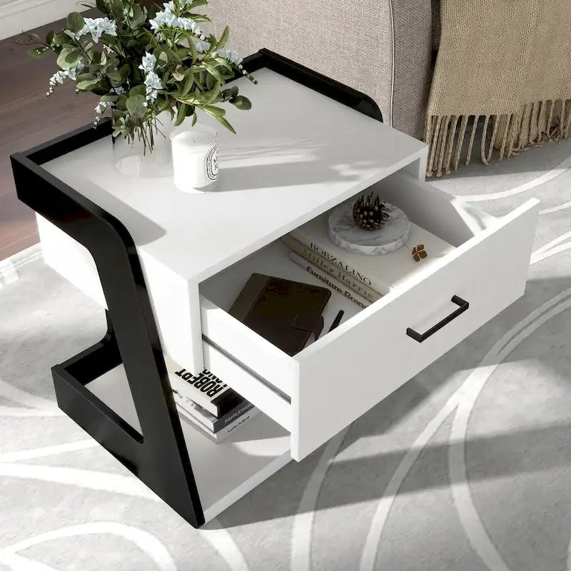 Table basse et table d'appoint relevables blanches modernes