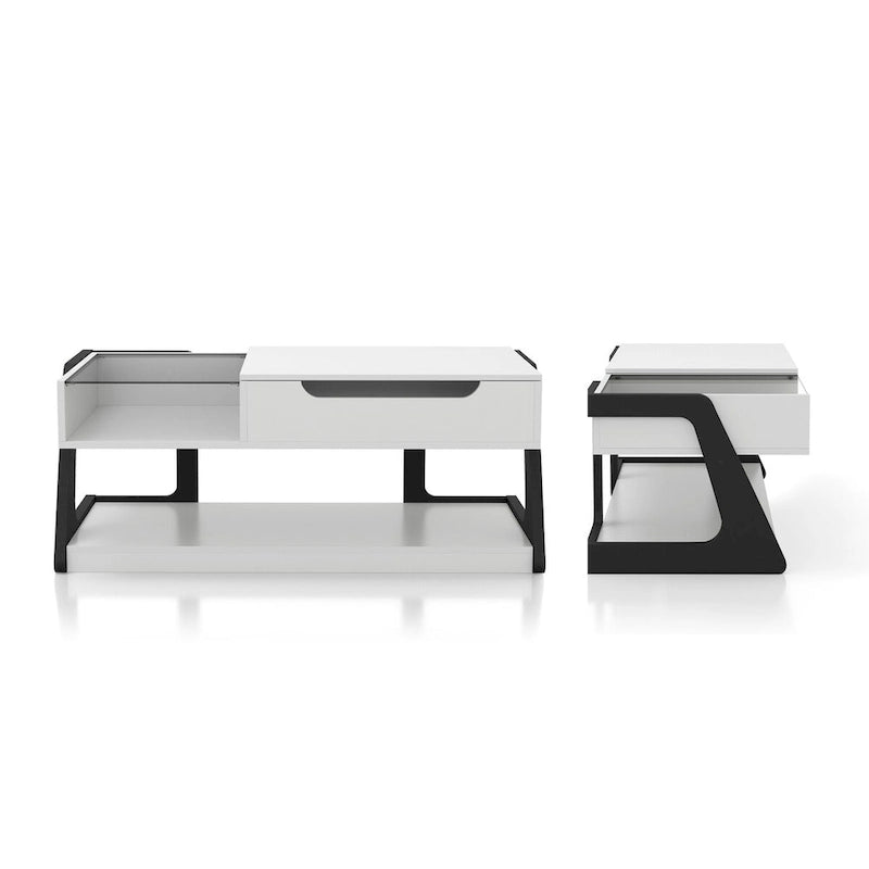Table basse et table d'appoint relevables blanches modernes