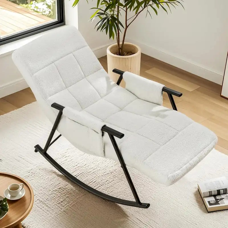 Fauteuil à bascule réglable, fauteuil à bascule de chambre de bébé avec dossier haut et repose-pieds réglables