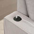 Canapé-lit en lin avec lit gigogne, espace de rangement supplémentaire, support de téléphone et chargeur USB