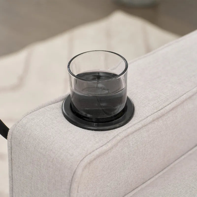 Canapé-lit en lin avec lit gigogne, espace de rangement supplémentaire, support de téléphone et chargeur USB