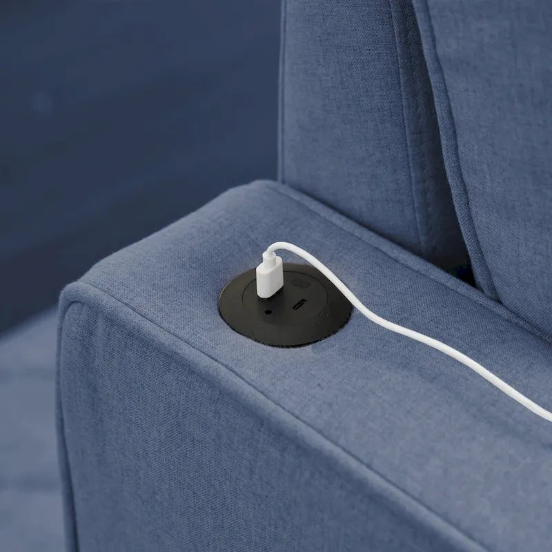 Canapé-lit en lin avec lit gigogne, espace de rangement supplémentaire, support de téléphone et chargeur USB