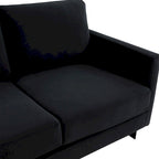 Canapé causeuse rembourré en tissu velours avec coussins amovibles et cadre en acier inoxydable