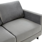 Canapé causeuse rembourré en tissu velours avec coussins amovibles et cadre en acier inoxydable