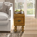 Table d'appoint rectangulaire en bois massif avec tiroir