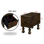 Table d'appoint rectangulaire en bois massif avec tiroir
