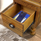 Table d'appoint rectangulaire en bois massif avec tiroir