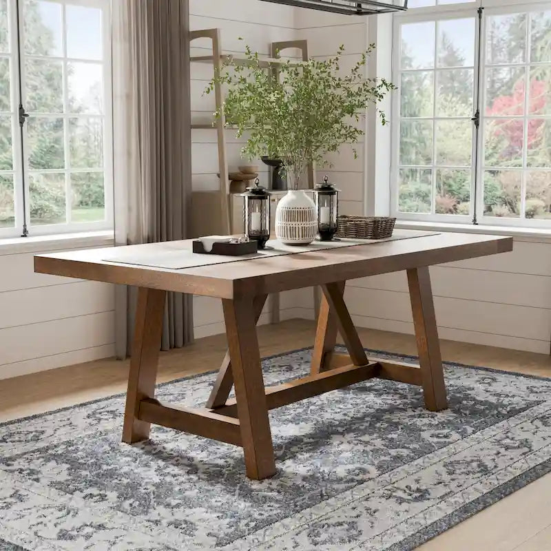 Table à manger Drystan en bois massif brun rustique de 72 pouces