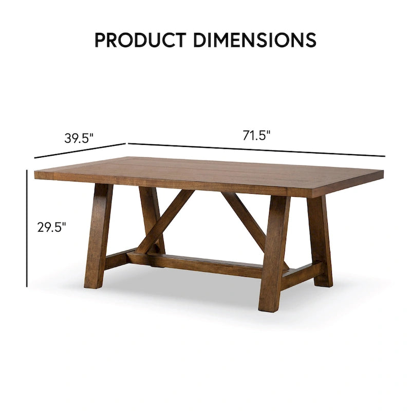 Table à manger Drystan en bois massif brun rustique de 72 pouces