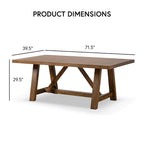 Table à manger Drystan en bois massif brun rustique de 72 pouces