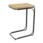 Table d'appoint en spirale faite à la main en plantes séchées avec pieds en métal noir - Marron