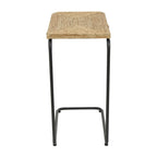 Table d'appoint en spirale faite à la main en plantes séchées avec pieds en métal noir - Marron