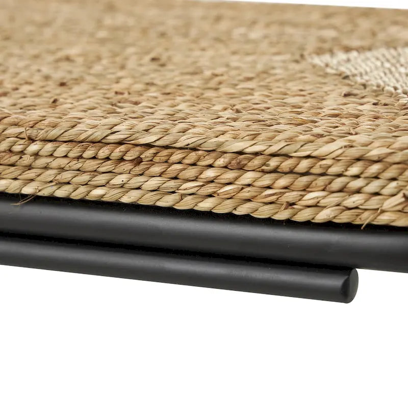 Table d'appoint en spirale faite à la main en plantes séchées avec pieds en métal noir - Marron