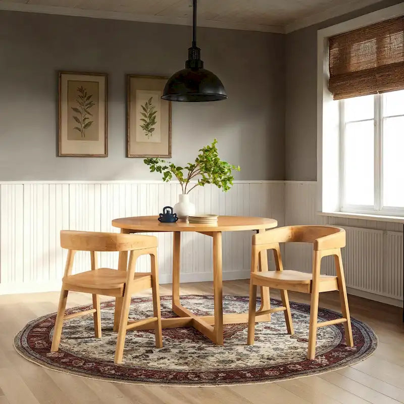 Chaise de salle à manger moderne en bois massif à dossier arrondi
