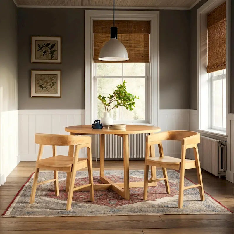 Chaise de salle à manger moderne en bois massif à dossier arrondi
