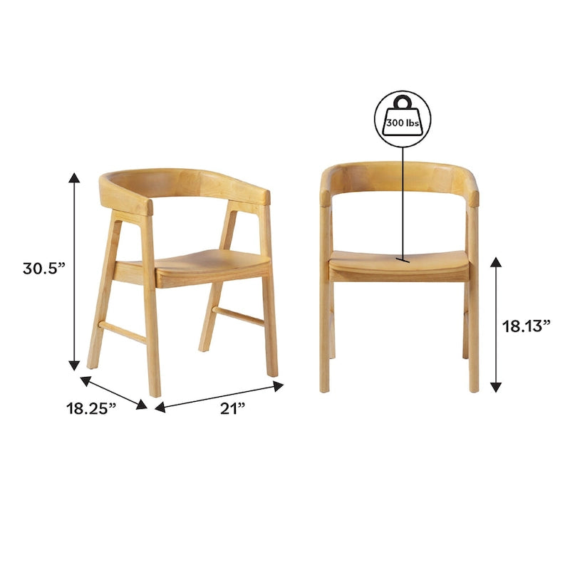 Chaise de salle à manger moderne en bois massif à dossier arrondi