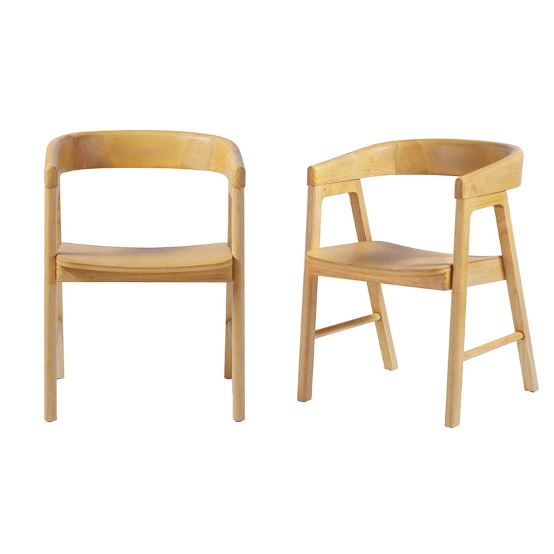 Chaise de salle à manger moderne en bois massif à dossier arrondi