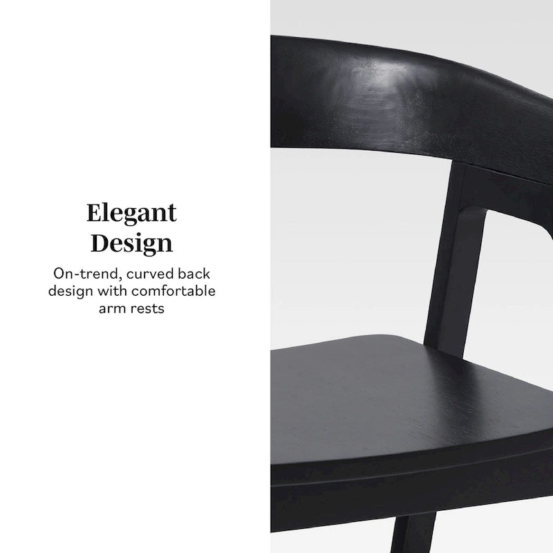 Chaise de salle à manger moderne en bois massif à dossier arrondi