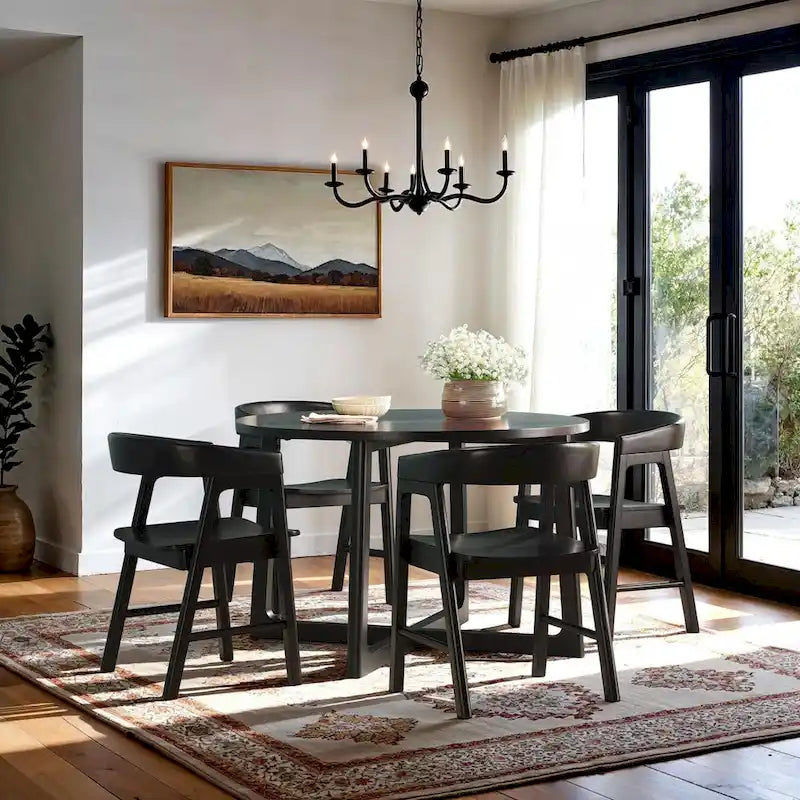 Chaise de salle à manger moderne en bois massif à dossier arrondi