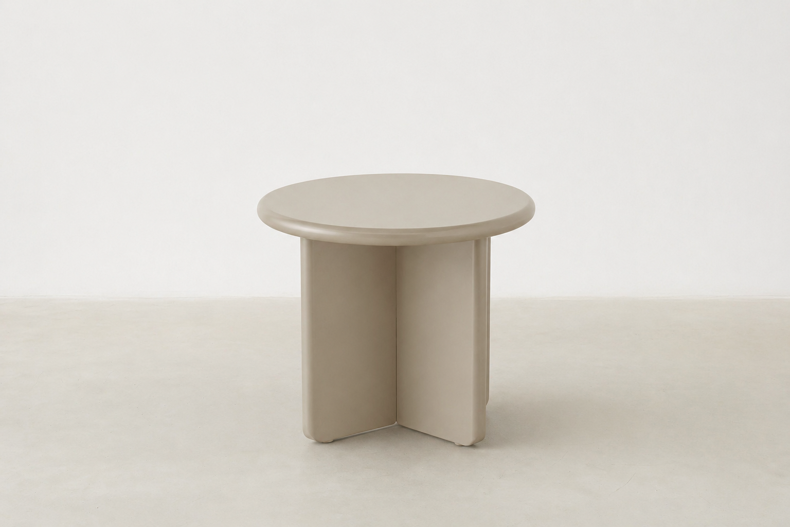 Matte MDF End Table with Rounded Sculptural Form for Living Room & Bedroom