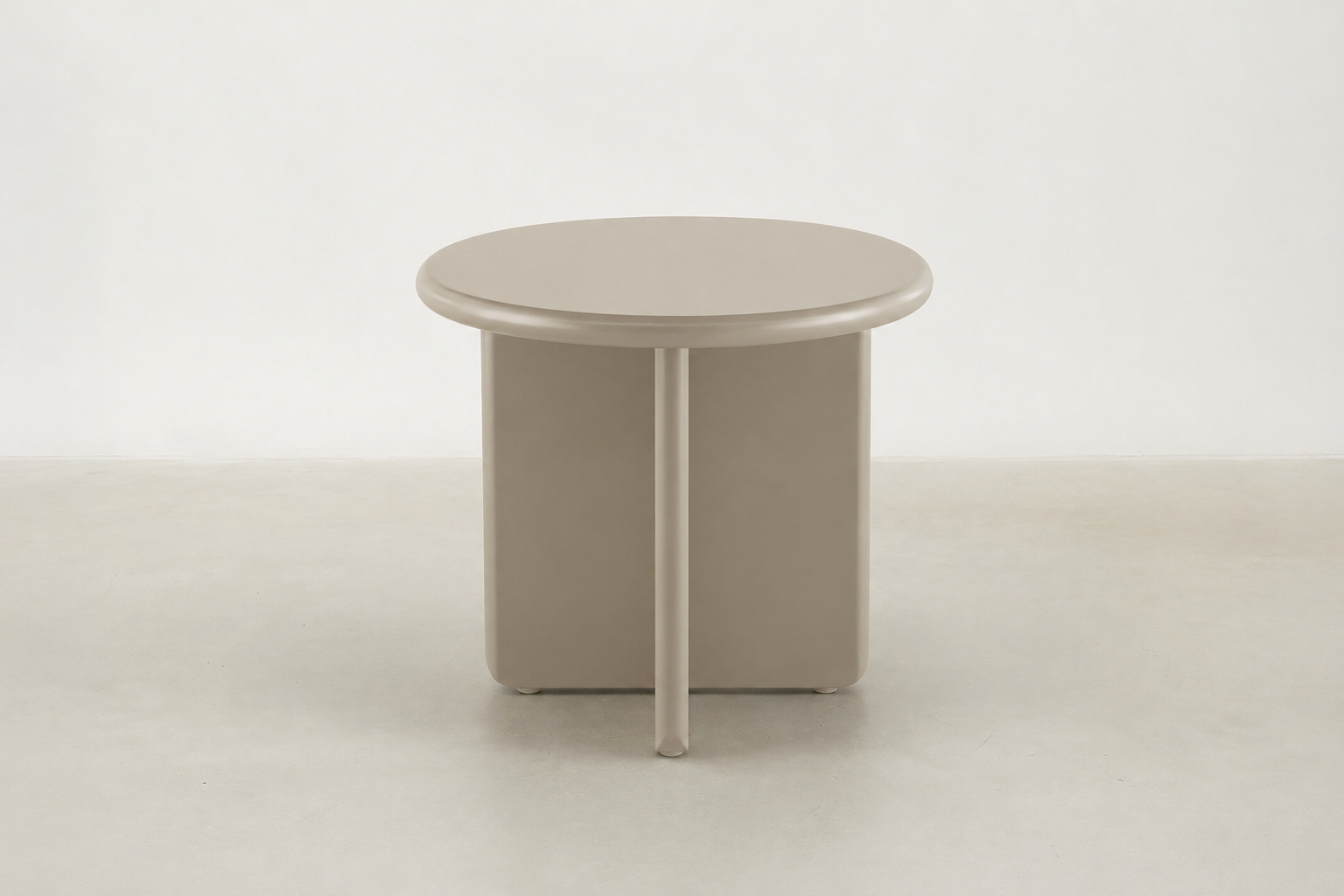 Matte MDF End Table with Rounded Sculptural Form for Living Room & Bedroom