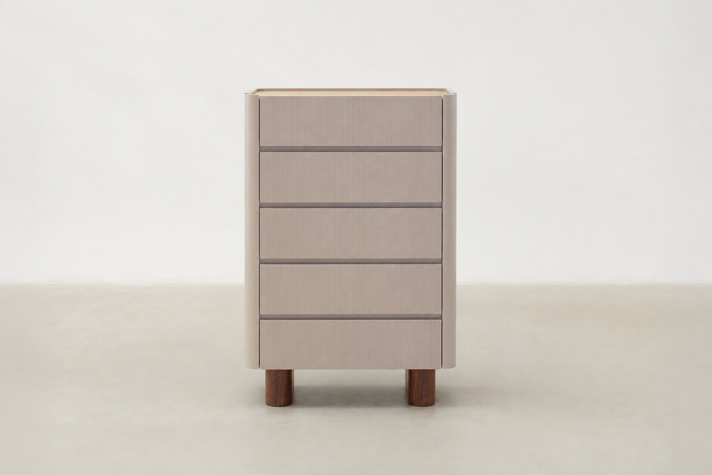 Matte Beige Tall Dresser with Soft-Close Drawers for Bedroom & Entryway