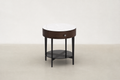 Sintered Stone & Smoked Veneer Nightstand with Soft-Close Drawer & Glass Shelf for Bedroom