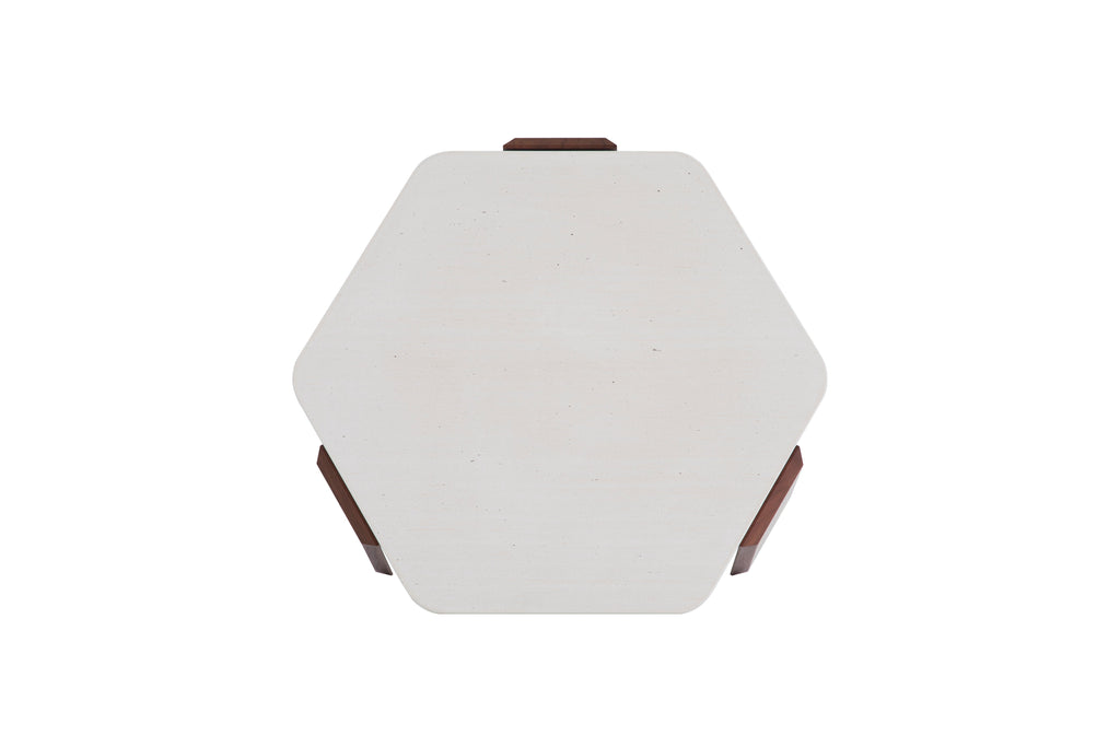 Travertine & Walnut Coffee + Side Table with Natural Duo Finish for Living Room