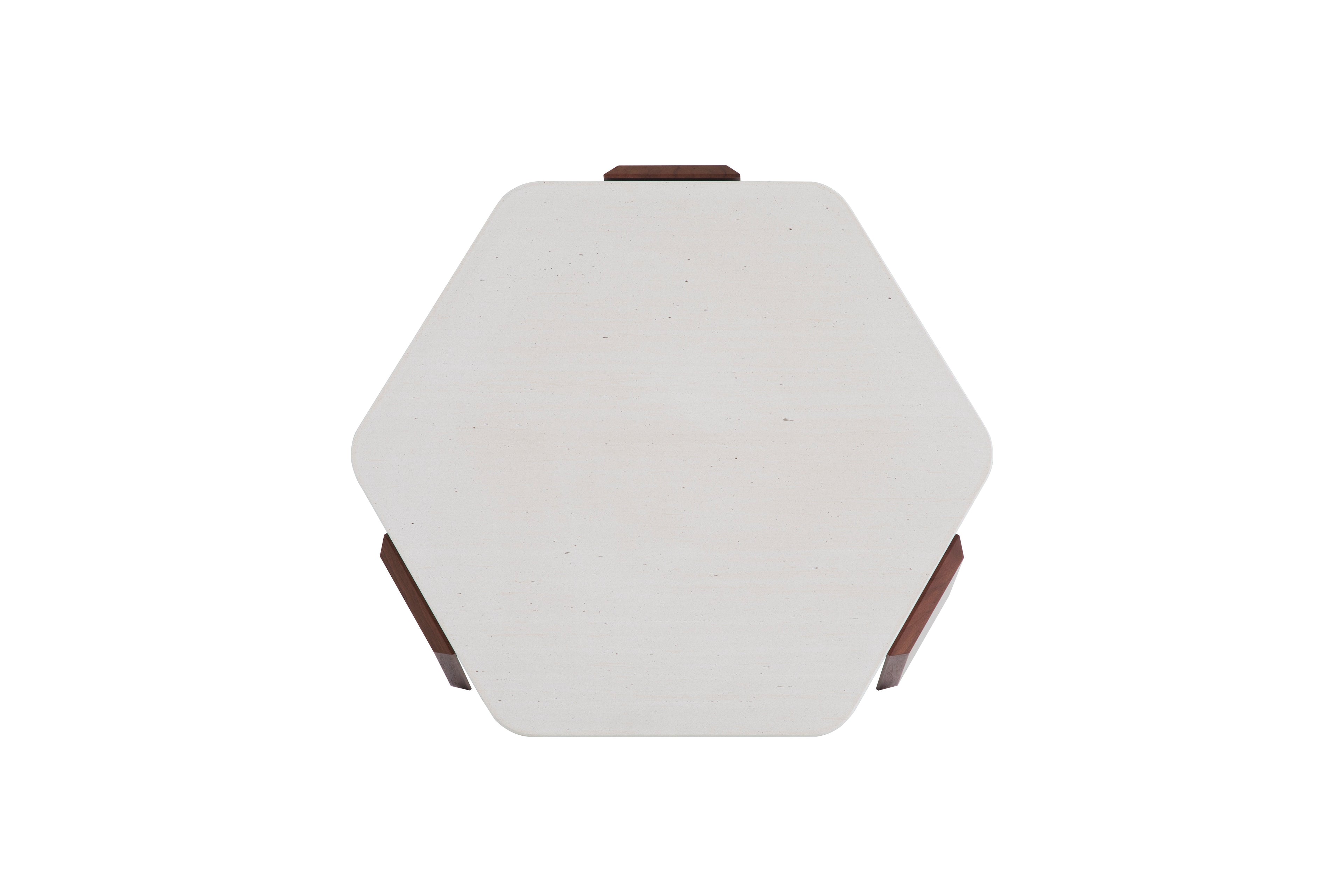 Travertine & Walnut Coffee + Side Table with Natural Duo Finish for Living Room