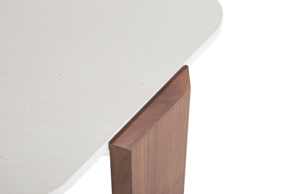 Travertine & Walnut Coffee + Side Table with Natural Duo Finish for Living Room