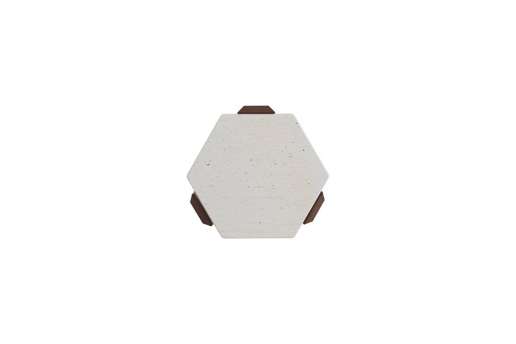 Travertine & Walnut Coffee + Side Table with Natural Duo Finish for Living Room