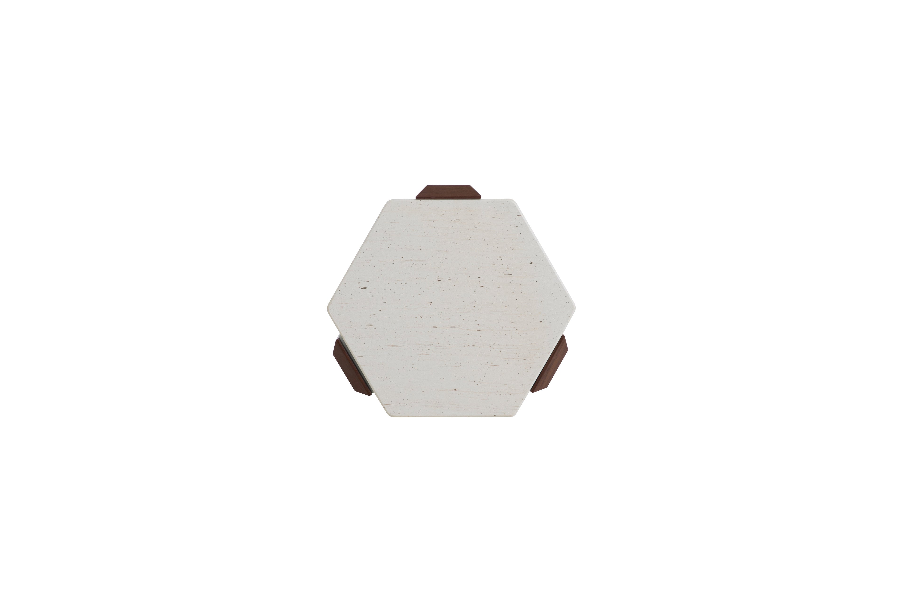 Travertine & Walnut Coffee + Side Table with Natural Duo Finish for Living Room