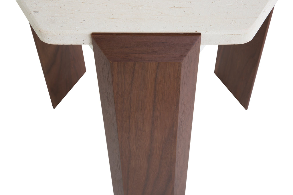 Travertine & Walnut Coffee + Side Table with Natural Duo Finish for Living Room