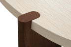 Modern Concrete-Look MDF Coffee Table with Walnut Base for Living Room
