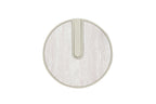 Modern Tempered Glass & Matte Beige End Table with Travertine Look for Living Room