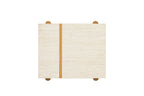 Microcement & Oak End Table with Travertine-Look Top for Living Room & Bedroom
